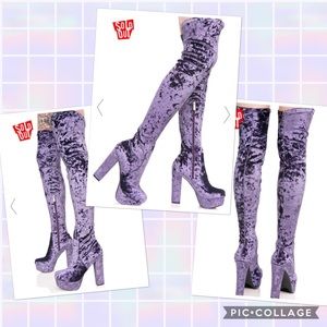 🔮DOLLSKILL PURPLE CRUSHED VELVET THIGH-HIGHS!!🔮
